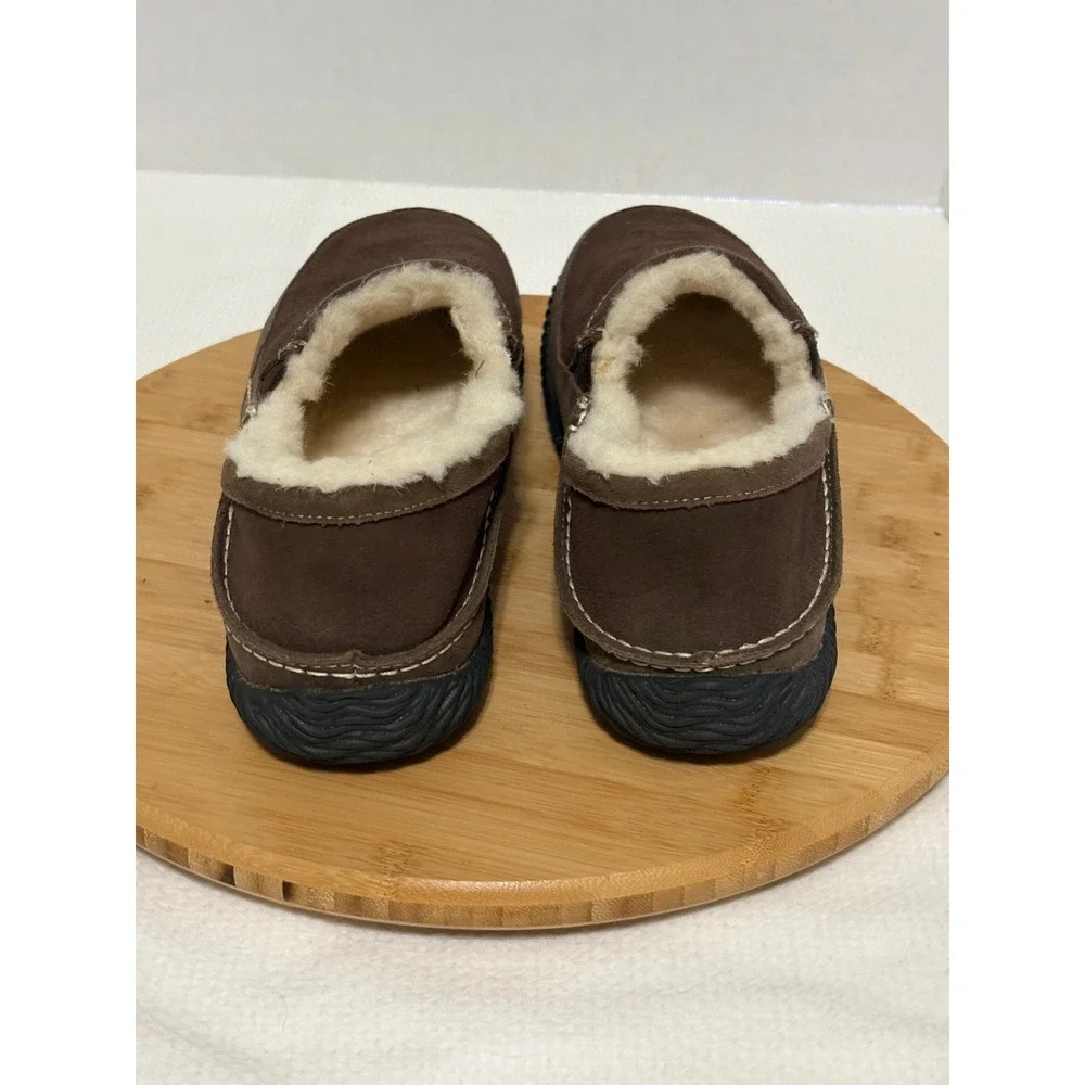Acorn Mens Suede Sheepskin Slippers Chocolate Brown A50018CHO Size 12 Slip On